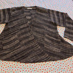 YASUKO KURISAKA hand woven Cotton light jacket/cardigan with pockets, in EUC OS